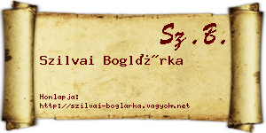 Szilvai Boglárka névjegykártya